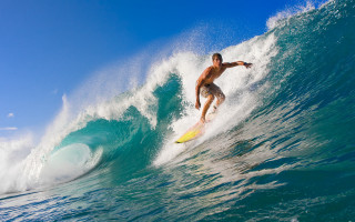 Surfing man wave ocean sunny 3 - a sunny day free wallpaper