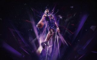 Basketball player airborne purple background - liam brazier free wallpaper