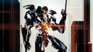 Robot sword futuristic background red - a robot holding free wallpaper