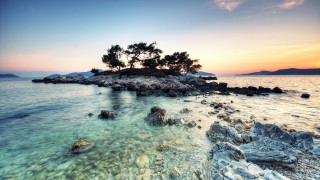Island tree ocean sunset magic - alen divi free wallpaper