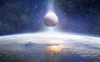 Space object earth stars clouds - over the earth free wallpaper