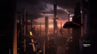 Futuristic city sky clouds ruins - a few person free wallpaper