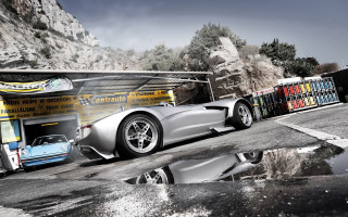 Silver sports car mountain night - a mountain in the background free wallpaper for desktop