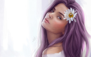 Purple hair flower sky fantasy - charlie bowater free wallpaper