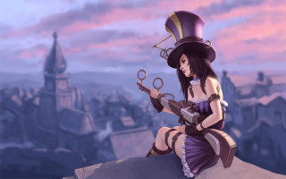 Purple dress hat sitting cityscape - alejandro burdisio free wallpaper for desktop