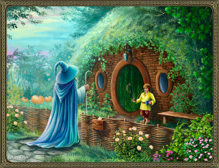 Wizard girl hobbit door green - a green door free wallpaper