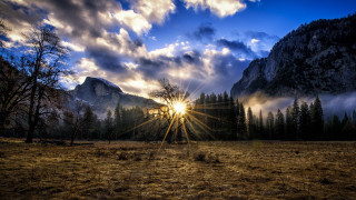 Mountain sunset crepuscular rays trees - crepuscular free wallpaper