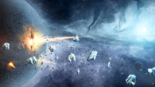 Space astronaut moon stars aurora 2 - a space scene free wallpaper