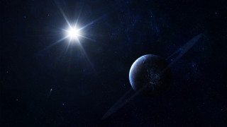 Bright sun distant planet stars - a bright sun free wallpaper