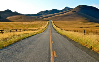 Long road field mountains fence 2 - in the foreground free wallpaper for desktop
