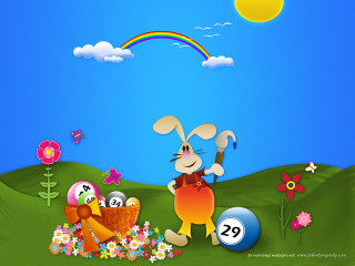 Cartoon bunny two eggs rainbow - a cartoon bunny free wallpaper
