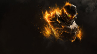 Flaming man armor fire eyes - halo free wallpaper for desktop