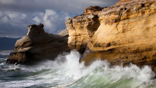 Stormy ocean wave cliffs rocks - stormy weather free wallpaper