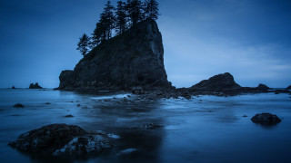 Large rock beach ocean moon - a large rock free wallpaper