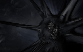 Dark glowing armor lovecraftian girl - their hands in free wallpaper