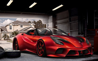 Red sports car garage tire - a garage next free wallpaper for desktop