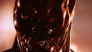 Robot red eyes black face - a black face free wallpaper