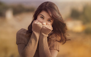 Woman hiding face field brown - a field of grass and trees free wallpaper for desktop