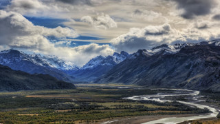 River valley mountains trees cloudy 4 - a valley free wallpaper