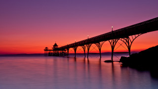 Pier sunset purple sky reflection - colin middleton free wallpaper