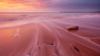 Beach rock waves sunset pink 2 - anthony s waters free wallpaper