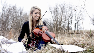 Woman grass violin snow nature - emily shanks free wallpaper for desktop
