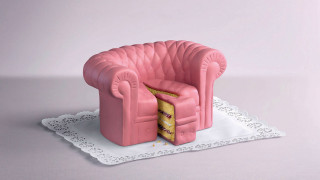 Pink chair cake doily table - seat free wallpaper