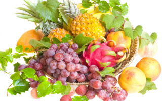 Basket fruit leaves grapes peaches - arcimboldo free wallpaper