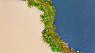 Train water trees aerial naturalism - aerial view free wallpaper for desktop