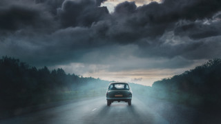 Car cloudy sky mountains forest - a road under a cloudy sky free wallpaper