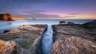 Long exposure river sunset cliff - a cliff in the background free wallpaper