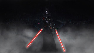 Dark saber wielder foggy sky - cinematic concept art free wallpaper