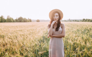 Woman hat wheat field braids - a field of wheat free wallpaper for desktop