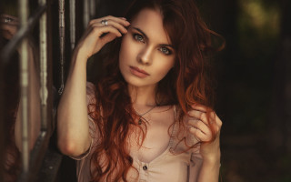 Eszter mattioni redhair serious portrait - art nouveau free wallpaper