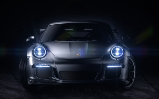Car headlights spotlight dark room - a spotlight free wallpaper