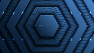 Blue abstract hexagonal metallic shiny - metallic free wallpaper