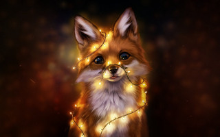 Fox lights necklace glowing eyes - its neck free wallpaper