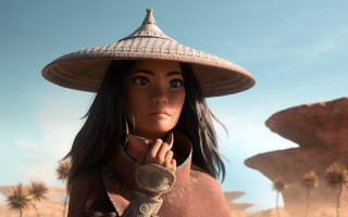 Woman hat brown jacket desert - ultra realistic face free wallpaper