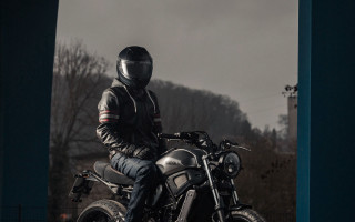 Man motorcycle dark room mountain - a foggy sky free wallpaper