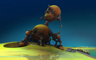 Strange creature hill night stars - environment free wallpaper