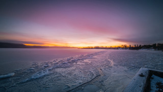 Snowy beach sunset ocean city 2 - erlund hudson free wallpaper