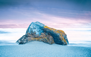Rock ocean sky clouds land - a rock in the middle of the ocean free wallpaper