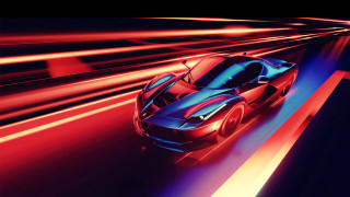 Red blue sports car road - futurism free wallpaper for desktop