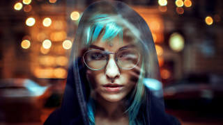 Blue hair glasses cyberpunk elfsa - blue hair and glasses free wallpaper