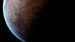 Red planet blue sky moon - a red planet free wallpaper for desktop