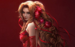 Long haired woman red dress 2 - red dress free wallpaper