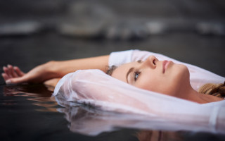 Woman water white dress veil 2 - anna haifisch free wallpaper