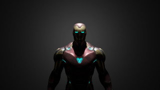 Man suit glowing eyes robot - half robot free wallpaper