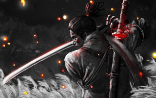 Battlefield bloodied samurai pony tailed - 2 d game art free wallpaper for desktop