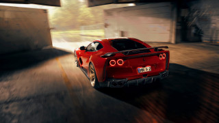 Red sports car night tunnel - a street free wallpaper for desktop